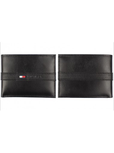 Tommy Hilfiger Men's Leather Ranger Passcase Billfold Wallet - Black